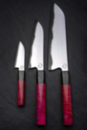 San Mai Bunka Kitchen Knife Set Left Side