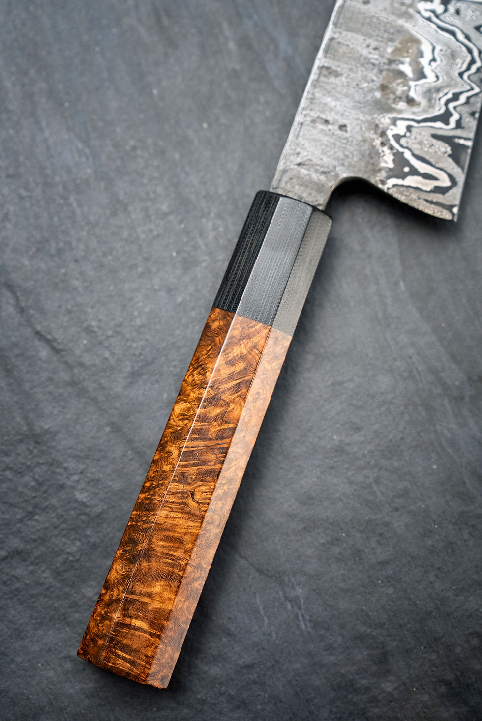 Thumbnail: 8.75" Brut De Forge Damascus Gyuto Kitchen Knife Handle Right Side