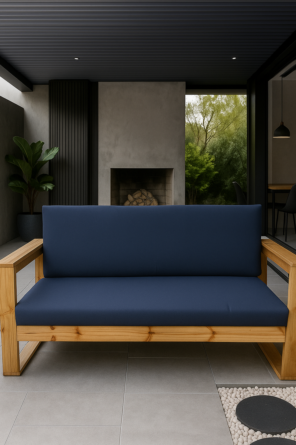 Handcrafted 2 Seater Wooden Patio Couch with Custom Cushions