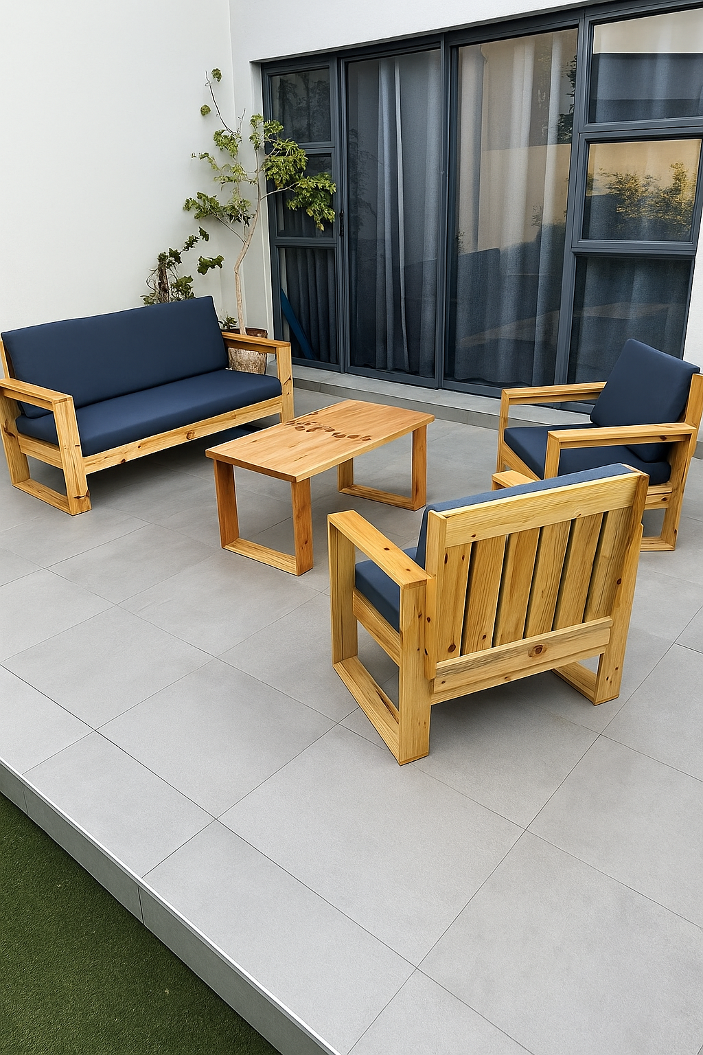 Handcrafted Wooden Patio Set