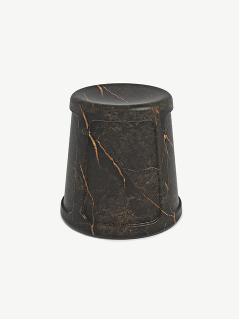 Dark marble stool with gold veining