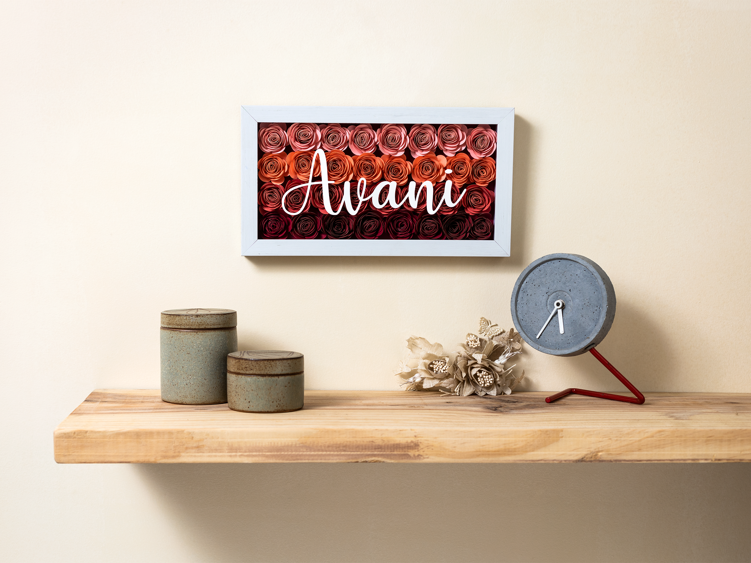Floral Personalised Shadowbox - PEACH