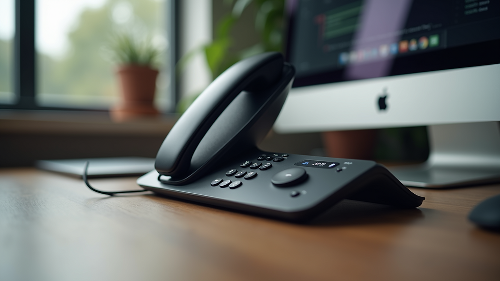 Close-up of a digital assistant device on a desk with voice command interface