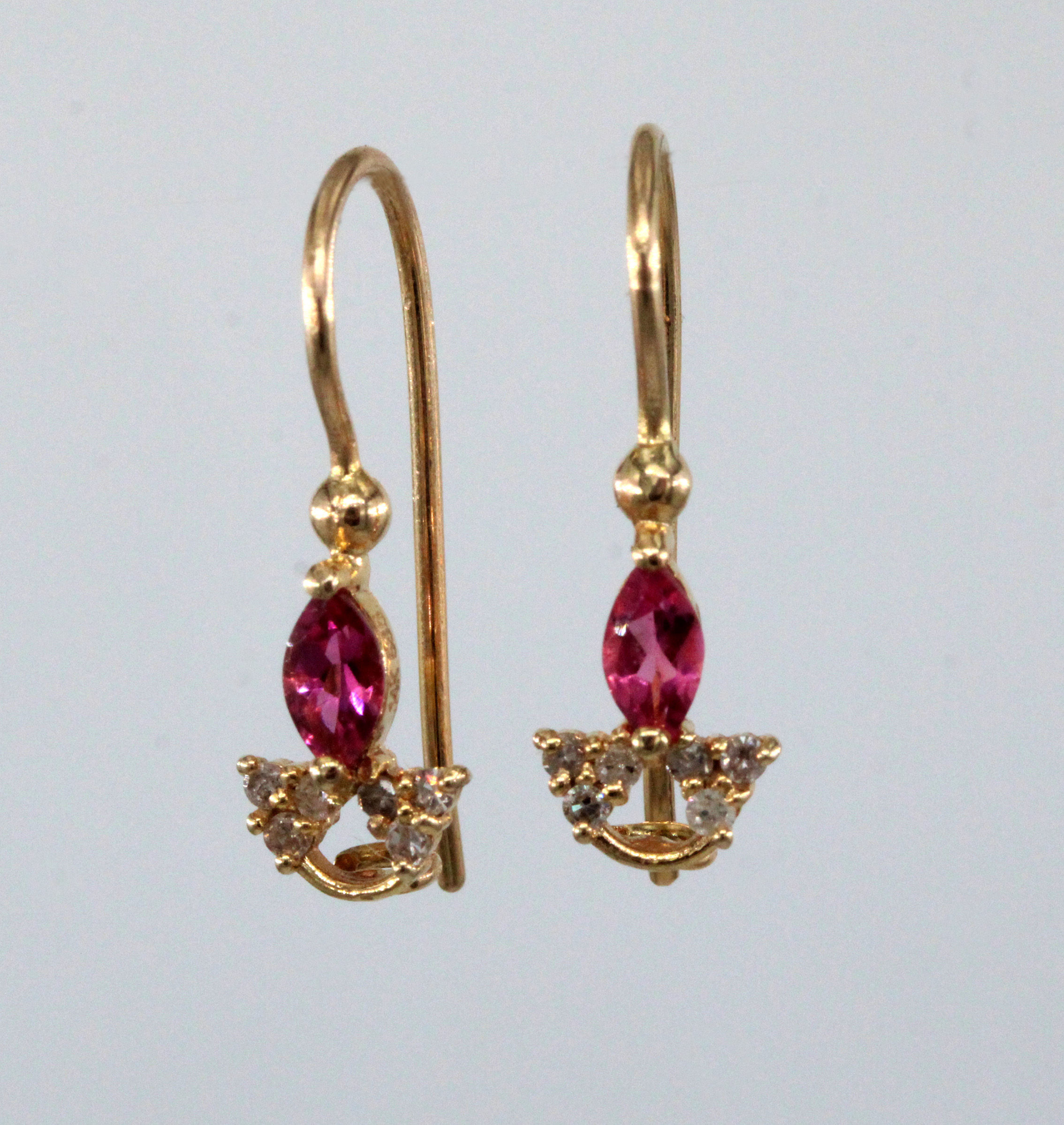 Marquise Ruby and Diamond Earrings