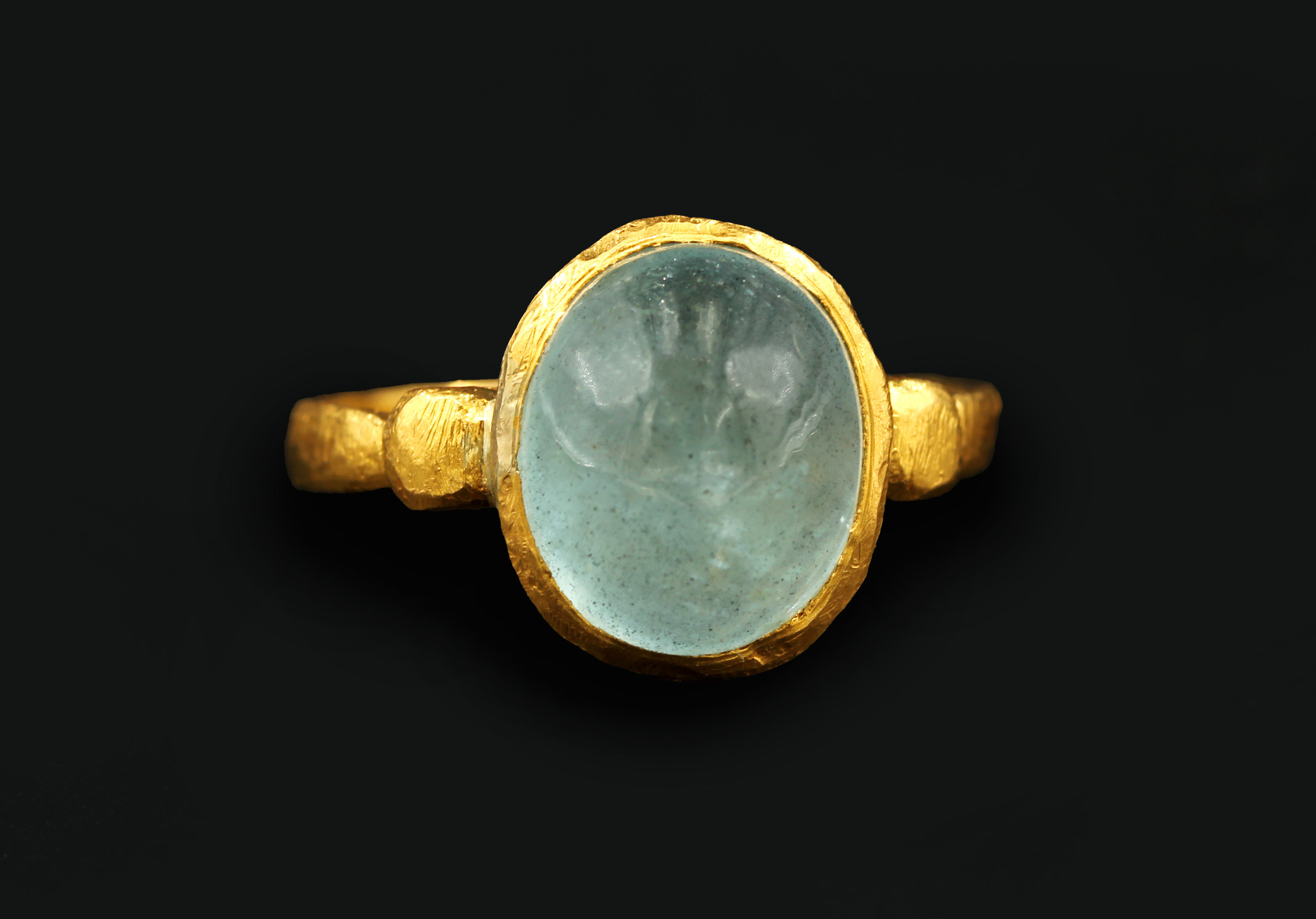 Aquamarine Oval Cabochon Cocktail Ring