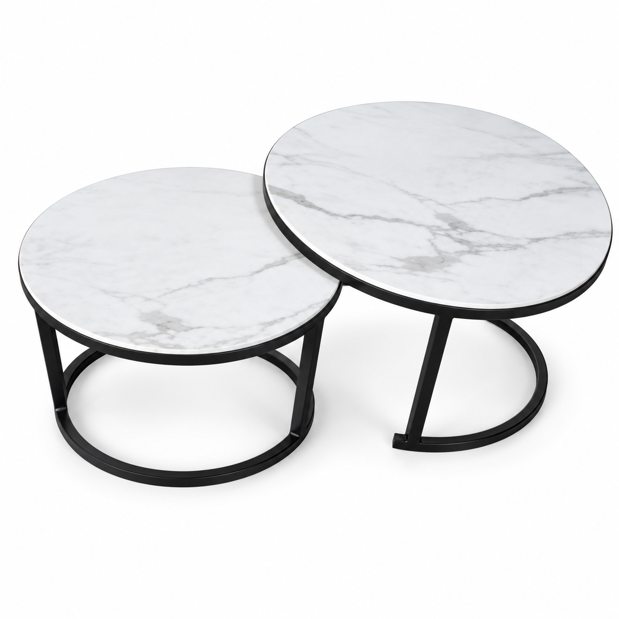 White Marble-Look Nesting Coffee Tables - DX002