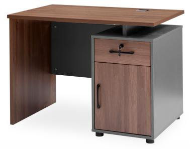 Dark Brown Office Desk with Drawer and Cupboard