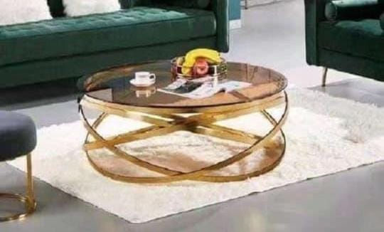 Luxe Round Gold Glass Coffee Table