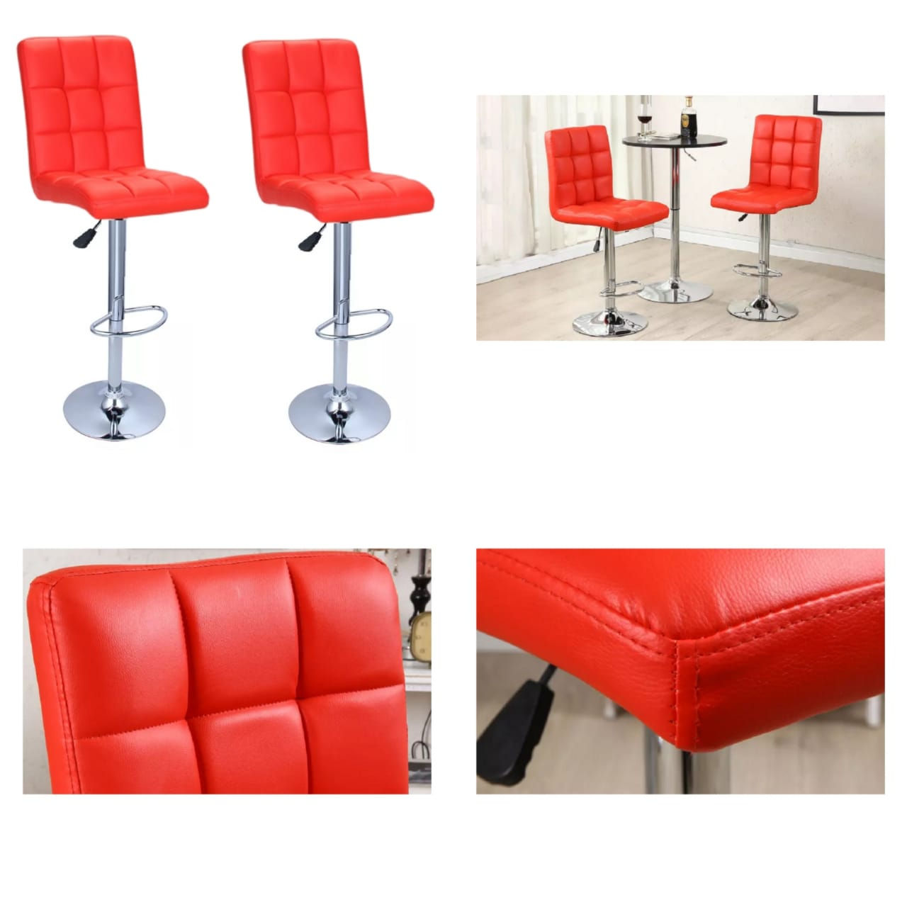 REX HIGH BACK 9 BLOCK BAR CHAIR - SET OF 4