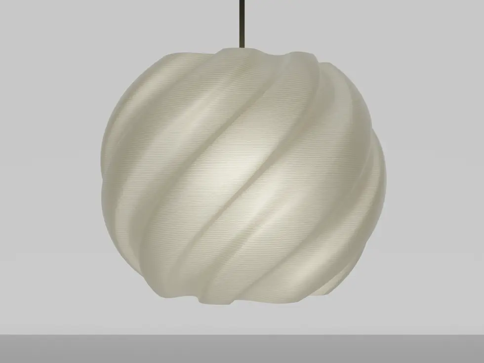 Velora pendant ceiling lamp closeup view showing its unique curvy design