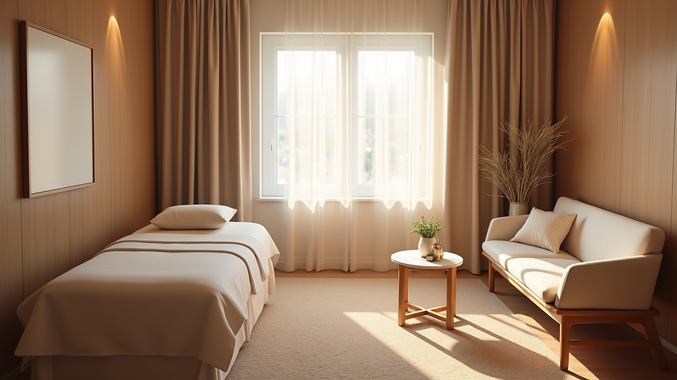 High angle view of a cozy therapy room with soft lighting