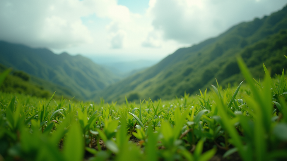 Eye-level view of a lush green landscape in a Pacific Island