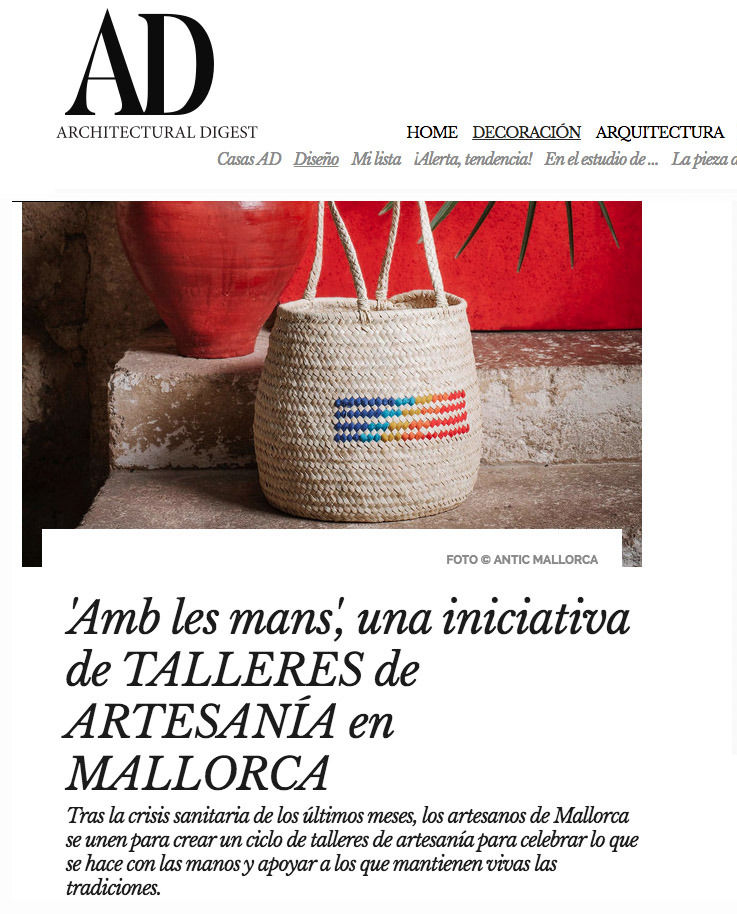 Partcipamos en el ciclo de talleres artesanos de Mallorca "Amb les mans", comisariados por Tania Baides.