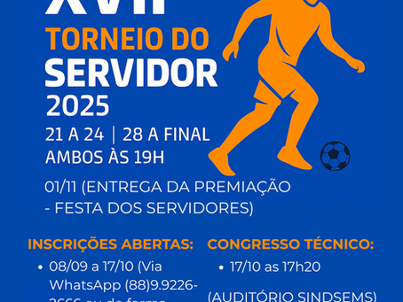 Inscrições abertas para o XVII Torneio do Servidor 2025