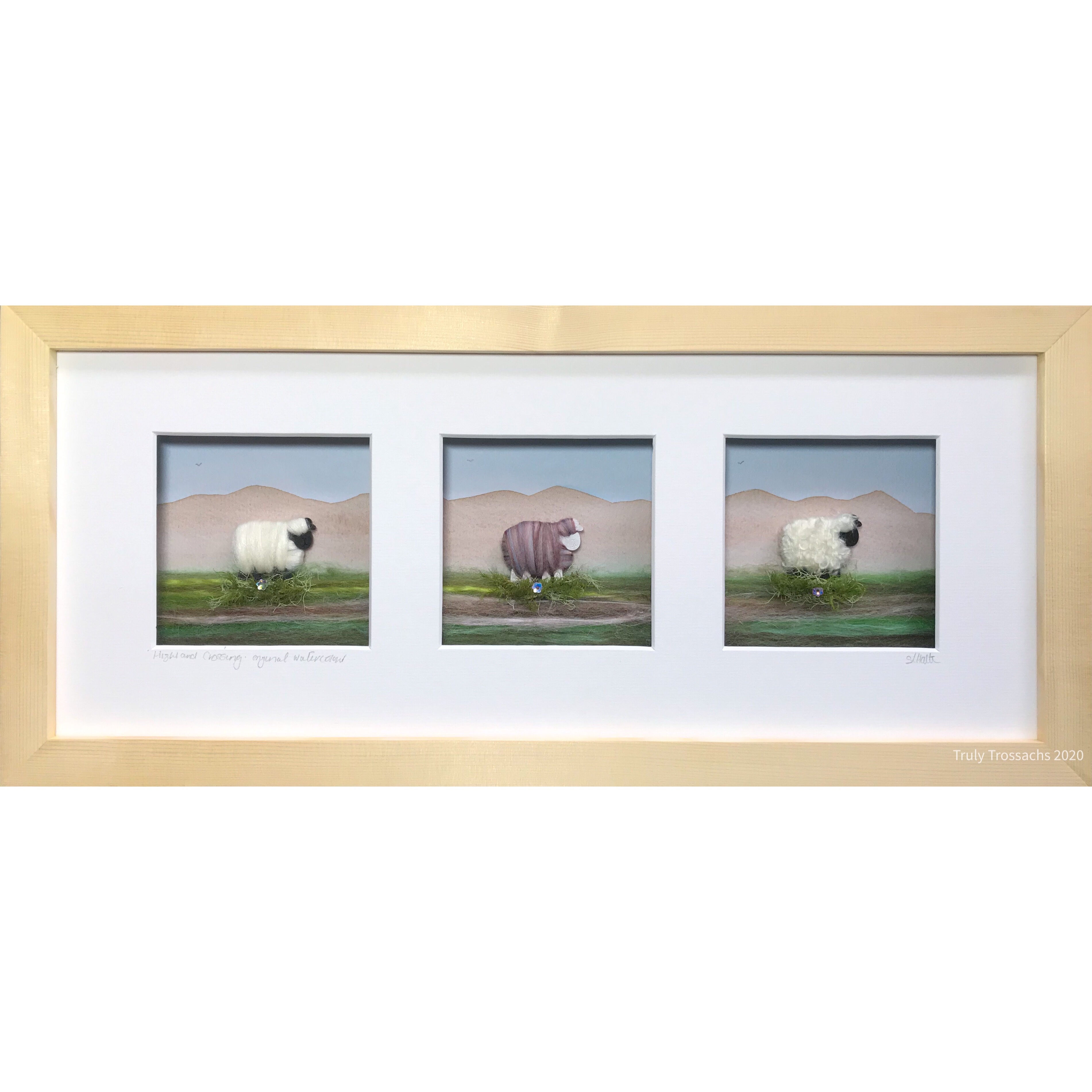 Long Triple Window Boxed Picture Woolly Sheep