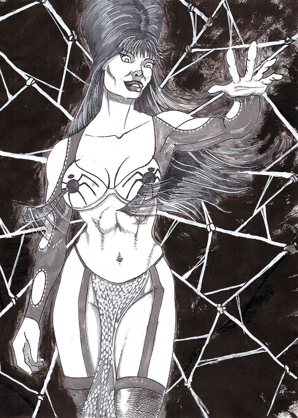 fanart_elviraMistressofthenight_line_art