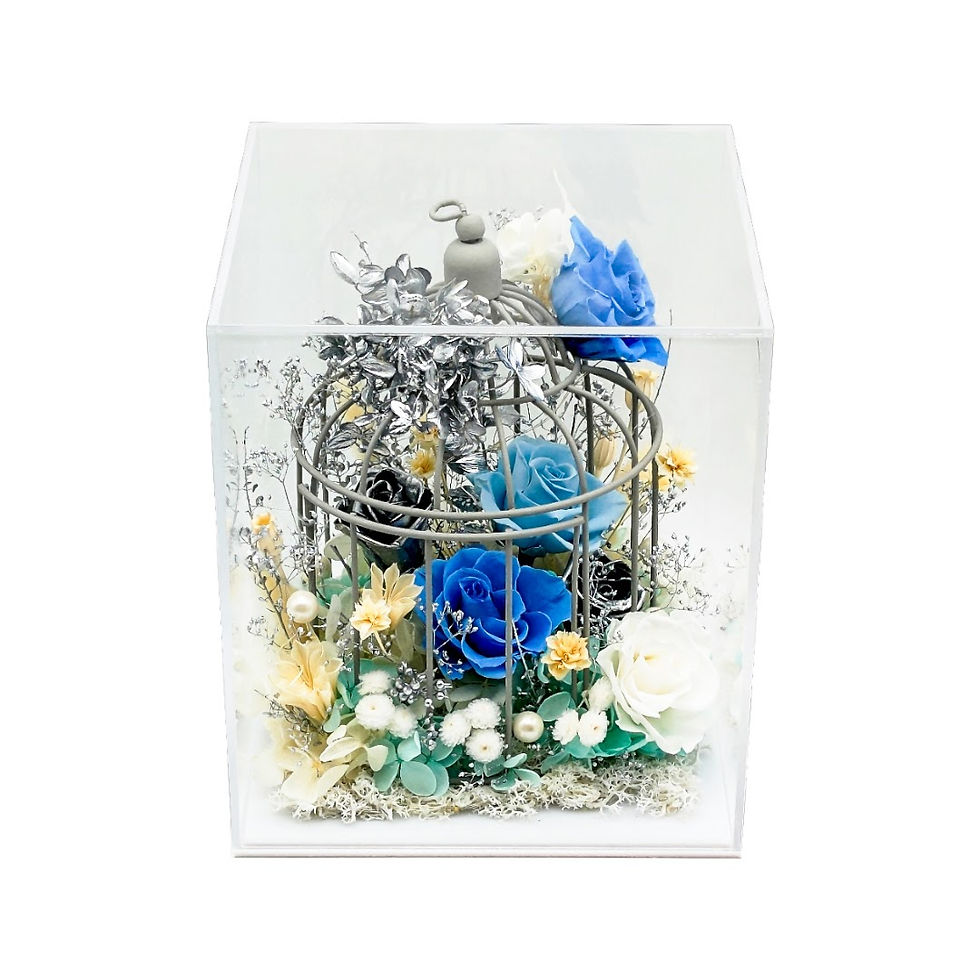 縮圖：永生花夢幻庭園系列 - 幸福鳥籠（銀）側面