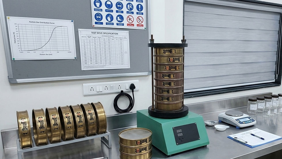 Silica sand manufacturer's lab with sieve shaker