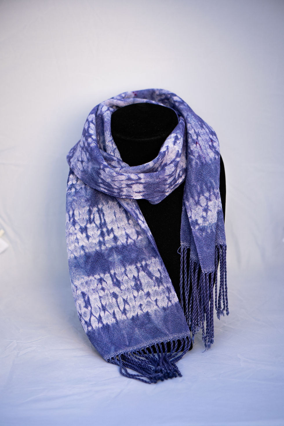 woven purple shibori scarf