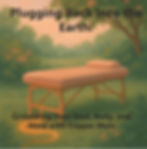 A massage table grounded to the Earth with a copper wire, radiating calm in a serene meadow—where nature meets deep healing.
