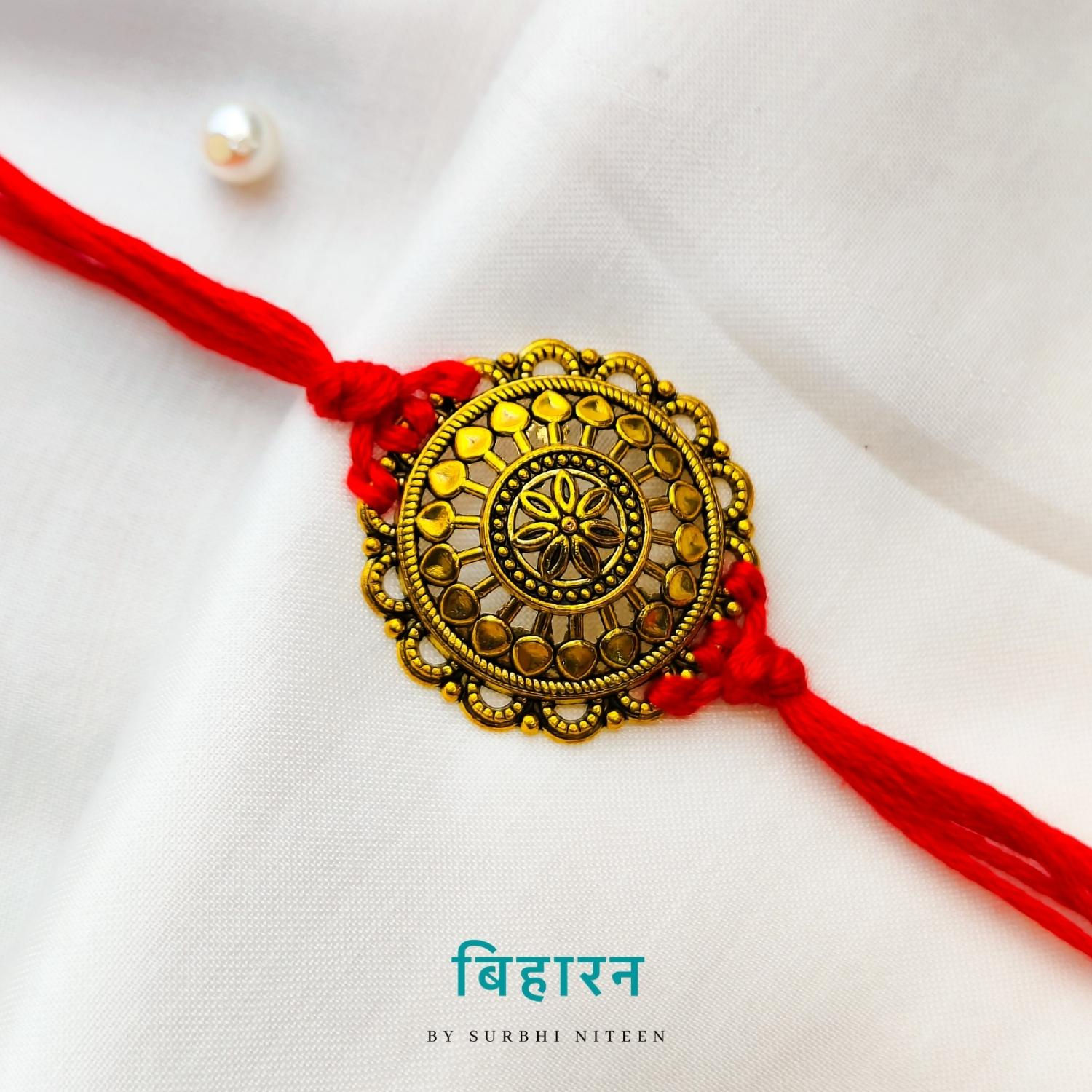 Timeless Gold Oxidize Rakhi