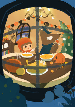 赤ずきんと狼ハロウィン