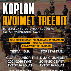 Tule Koplan avoimiin treeneihin!