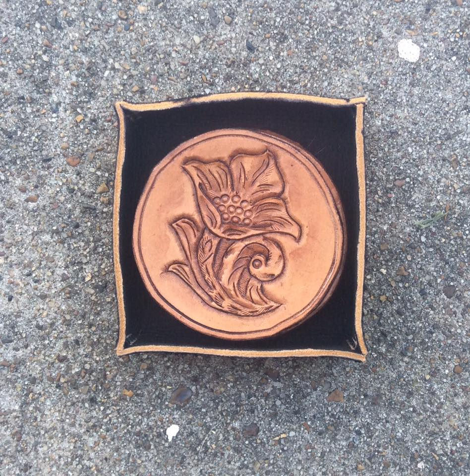 Thumbnail: Custom Leather Coasters and holder