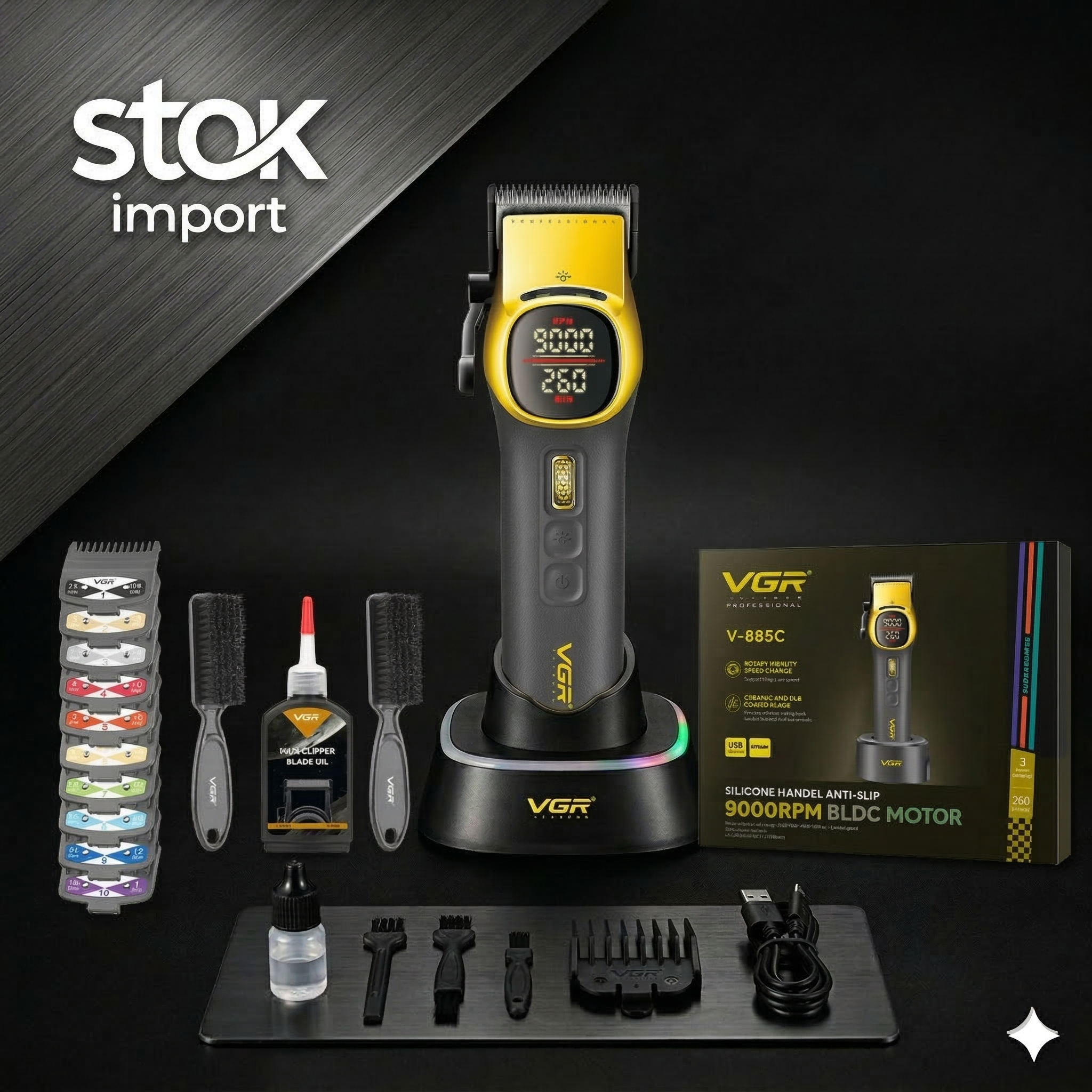 Clipper Profesional VGR V-885C | Cuchillas DLC y 9000 RPM