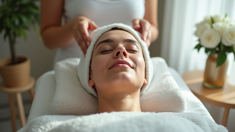 Eye-level view of a cozy home setup for a facial treatment