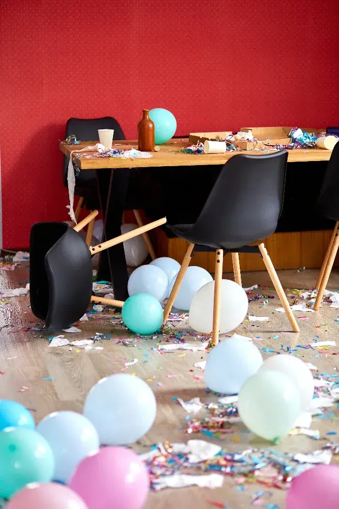 Living room after a party for event cleaning service in Toronto