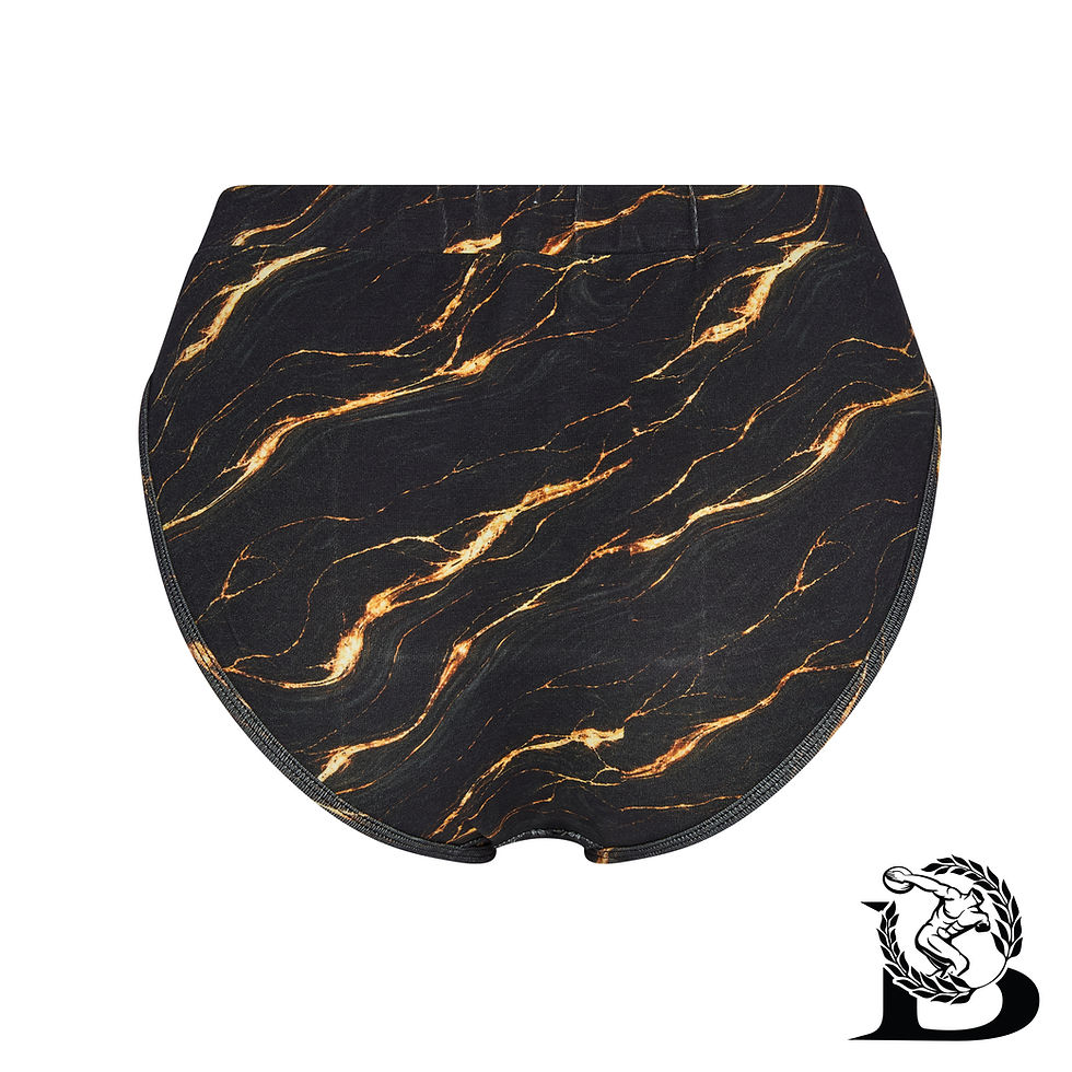 Back of ACHILLES Black and Gold Men's Briefs from Bello Atletica