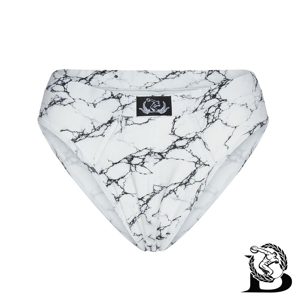 Front View of ACHILLES White and Black Men's Briefs from Bello Atletica