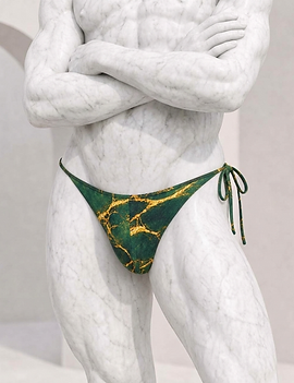 Men's Siren Green and Gold Marble Swimwear from Bello Athletica