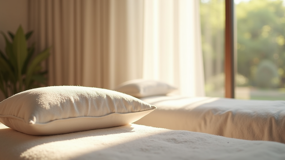 Close-up view of a calm and inviting therapy space with soft cushions and natural light