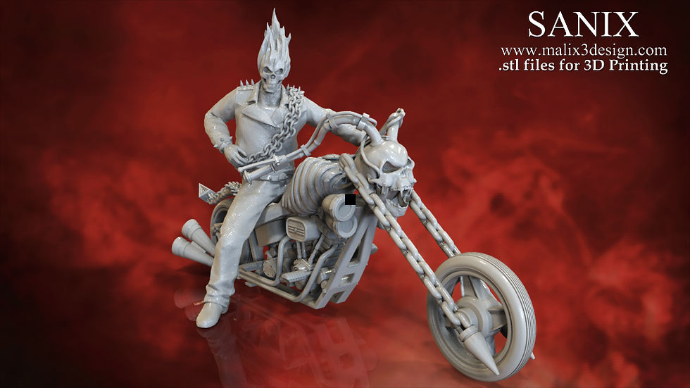 Miniaturbild: Ghost Biker + Bike - 1 x unbemalter 3D-Modellbausatz aus Kunstharz im großen Maßstab - SAN