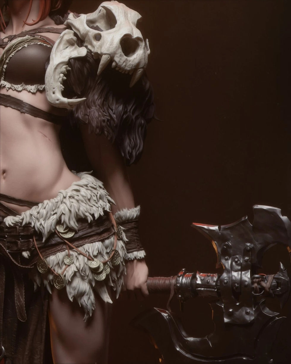 Thumbnail: Barbarian Queen - 1 x Unpainted Large Scale 3D Resin Printed Model Kit - CA3D
