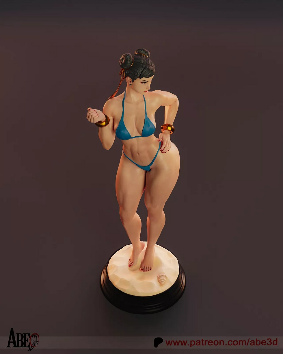 Miniaturbild: Chun Li Bikini – 1 unbemalt – Resin-Modellbausatz + Base abe – in verschiedenen Maßstäben