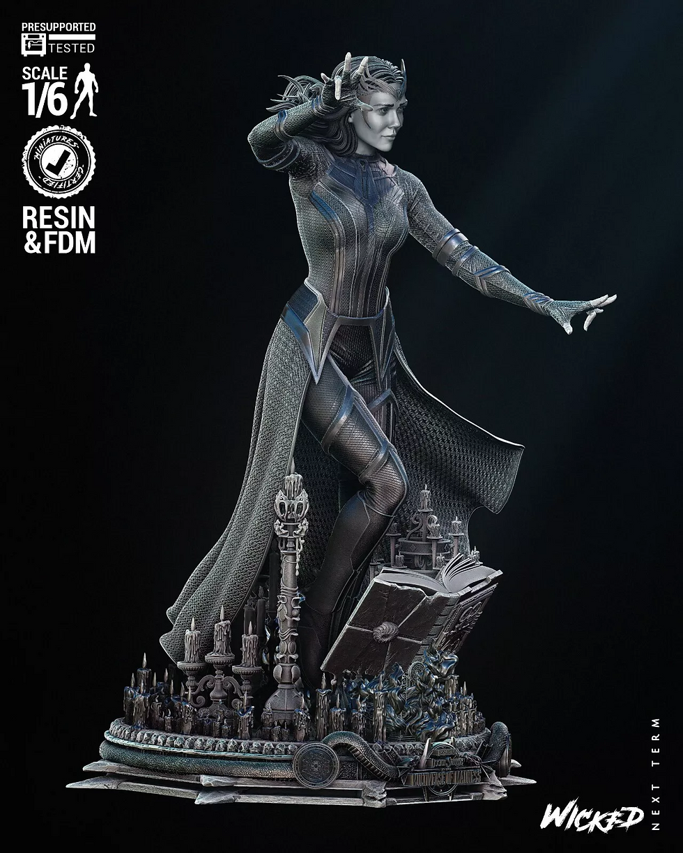 サムネイル： スカーレット・ウィッチ - 未塗装大型3D樹脂モデルキットとベース1個 - W3D