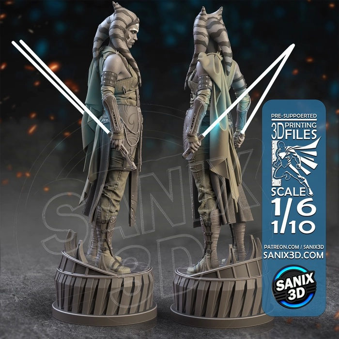 Miniatura: ASHOKA - 1 x niepomalowany, duży, drukowany w żywicy model 3D i podstawa - SAN