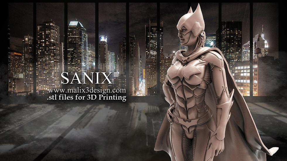 サムネイル： バットガール - 未塗装大型3D樹脂プリントモデルキットとベース1個 - SAN
