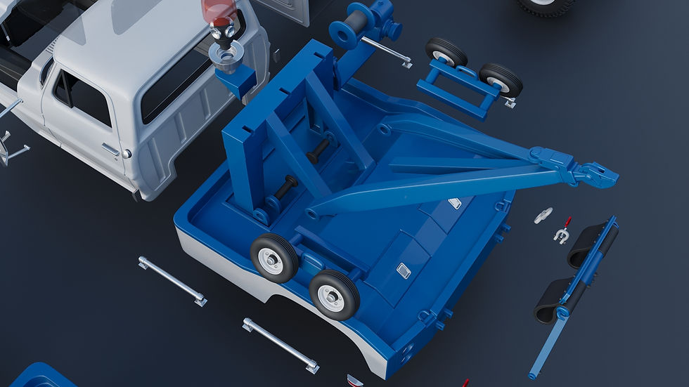 Miniaturbild: 1969 Ford F-350 Wrecker in RHD oder LHD - 3D-gedruckter kompletter Modellbausatz O/H/B