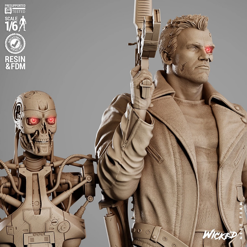 Thumbnail: Terminator 1 Diorama - 1 x Unpainted Large Scale 3D Resin Model Kit + Base - W3D