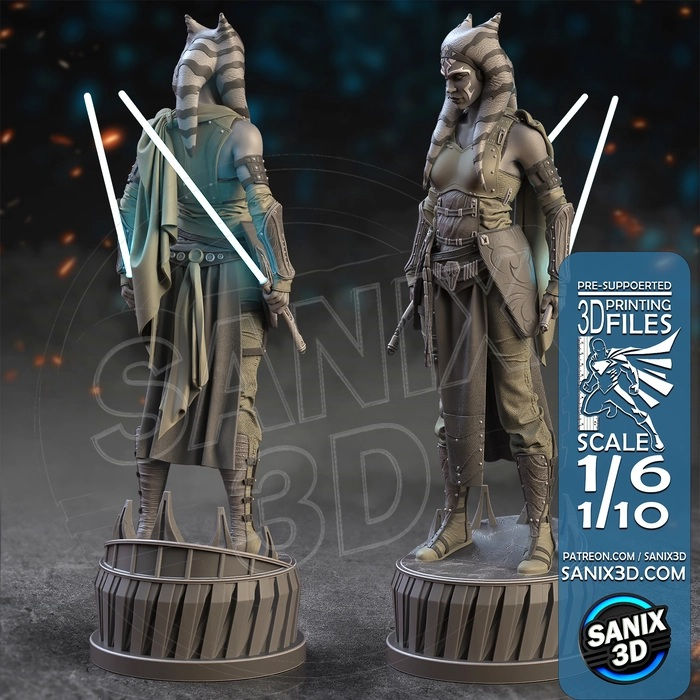 Miniatyrbild: ASHOKA och Darth Maul - 2 x Omålade Stora 3D-Hartstryckta Modellbyggsatser - SAN