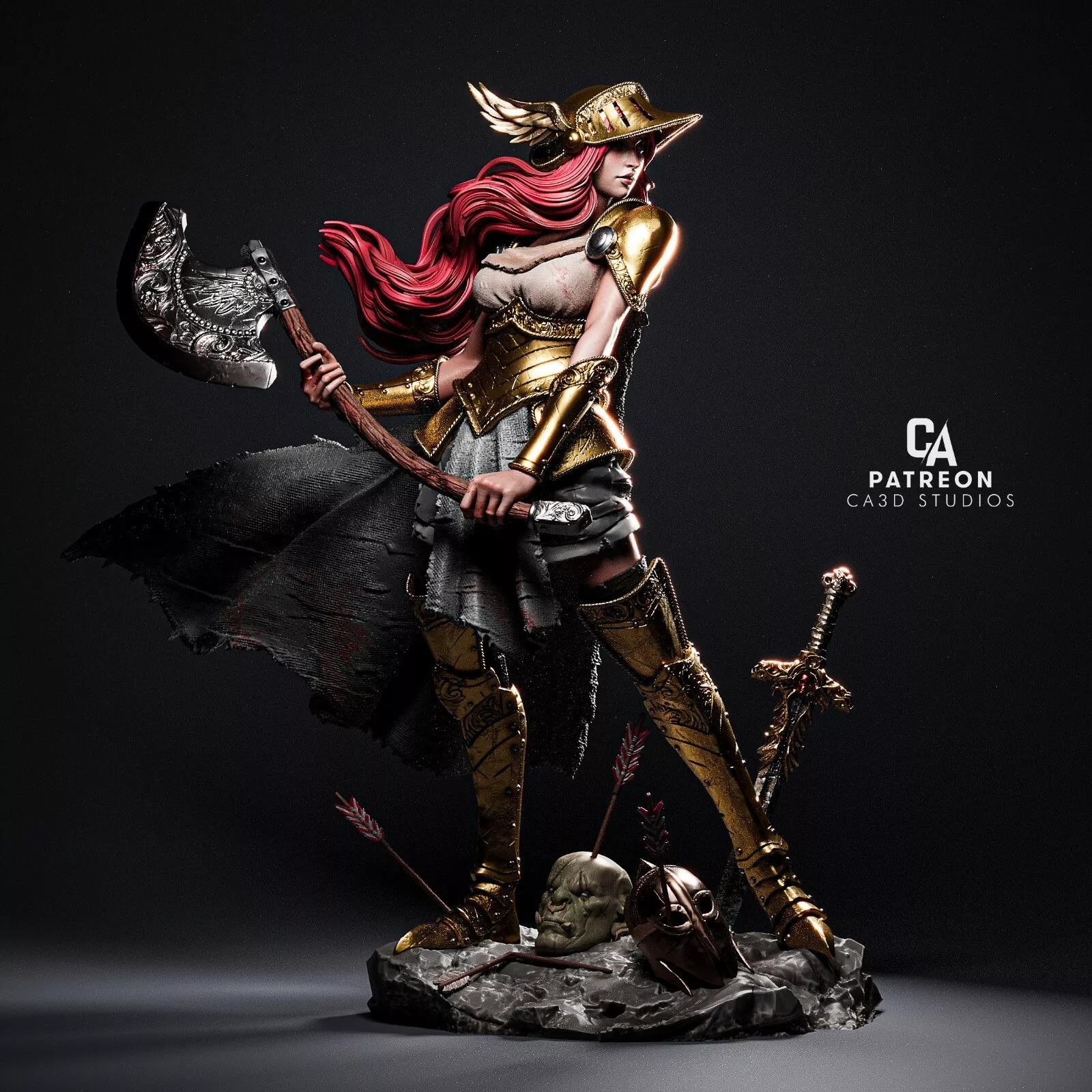 Valkyrie - 1 x Tacar Samhail Roisín 3D Mórscála Gan Phéinteáil agus Bonn - ca3d