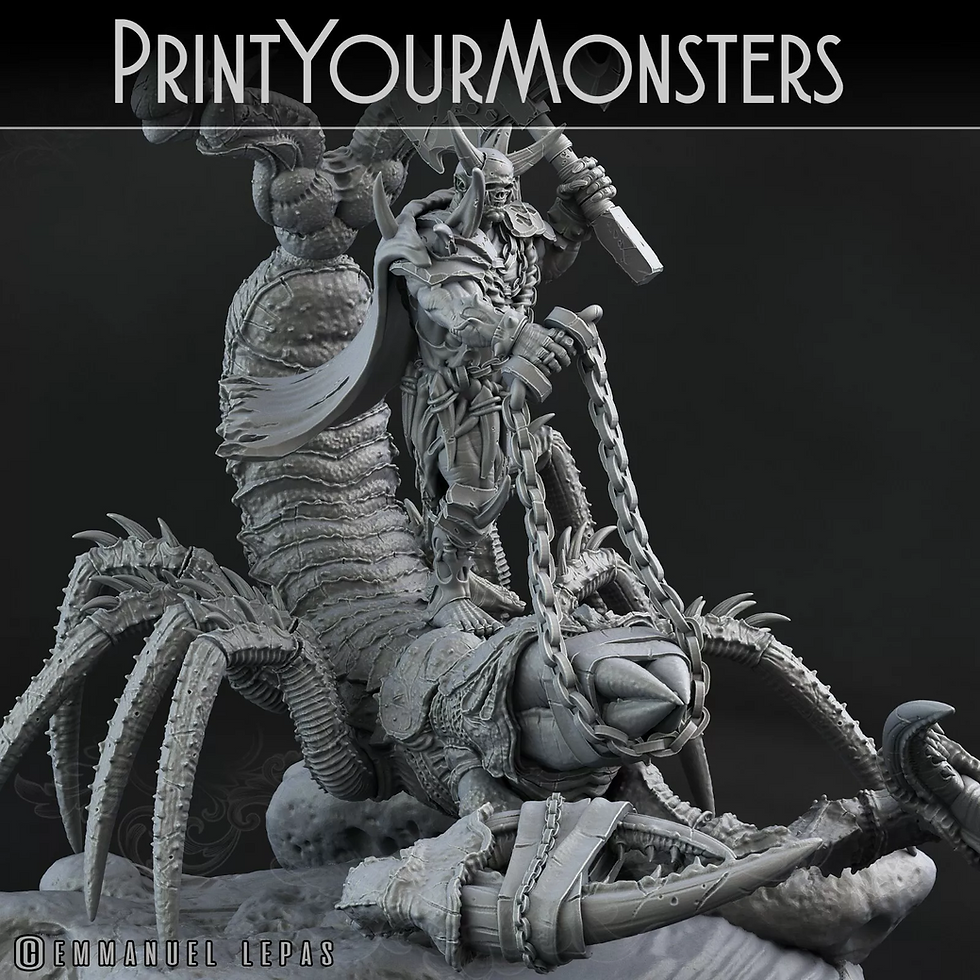 Thumbnail: Mounted Scorpion +1 Orc - 1 x Unpainted 3D Resin Printed Model Kit + Base - PYM
