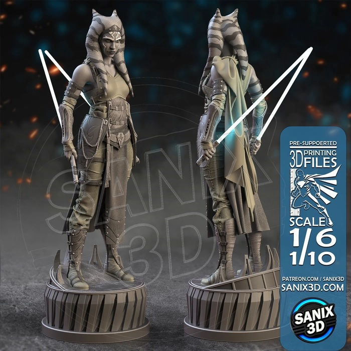サムネイル： アショカとダース・モール - 未塗装大型3Dレジンプリントモデルキット2個 - SAN