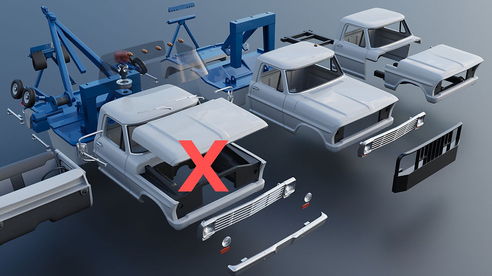 Thumbnail: 1969 Ford F-350 Wrecker in RHD or LHD - 3D Printed Complete Model Kit C/H/B