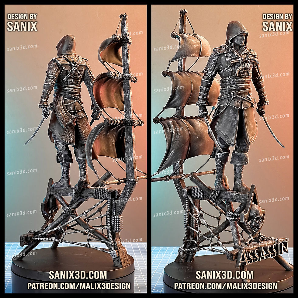 サムネイル： アサシン - 未塗装大型3Dレジンプリントモデルキットとベース1個 - SAN