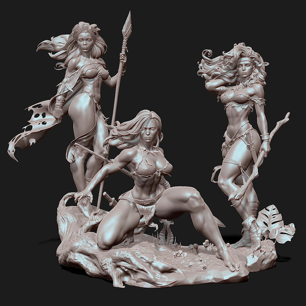 Miniatura: Shanna, Storm and Rogue Savage Lands Diorama Unpainted Large 3D Resin Model- YAN